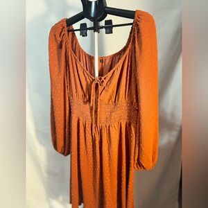 Chic Long Sleeve Orange Dress